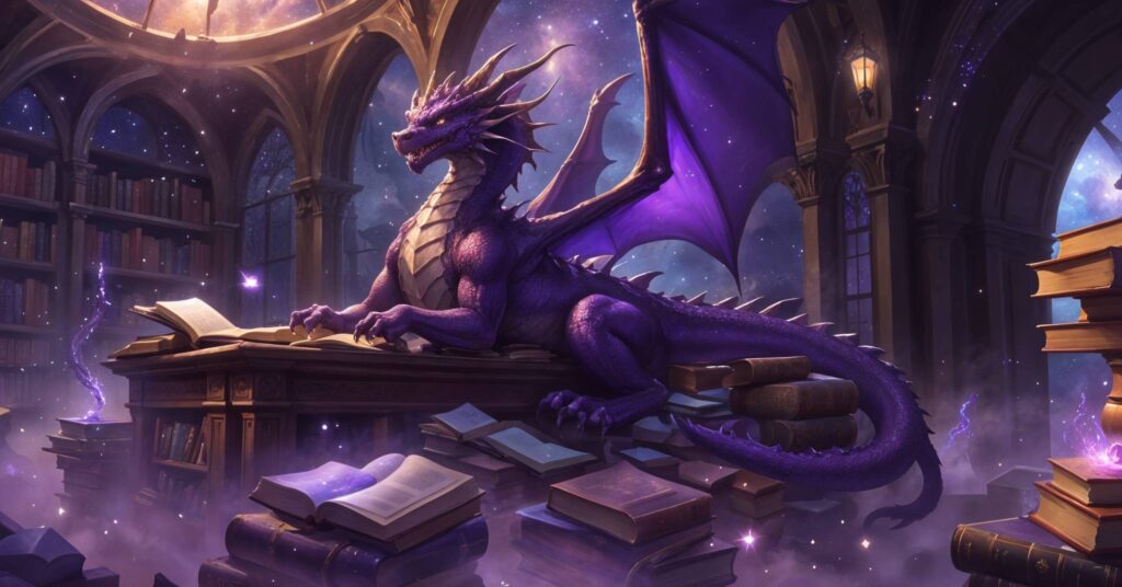 Purple Dragon - surrounded by magical dust