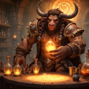 Alchemy Guide Cataclysm Classic - vibrant fantasy scene with an alchemist and glowing potions.