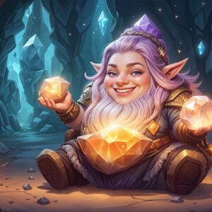 A happy Earthern dwarf with a broad smile from the World of Warcraft Expansion: The War Within