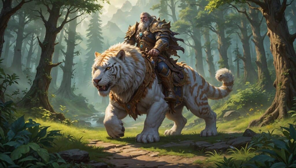 WoW character riding a rare mount in a majestic landscape.