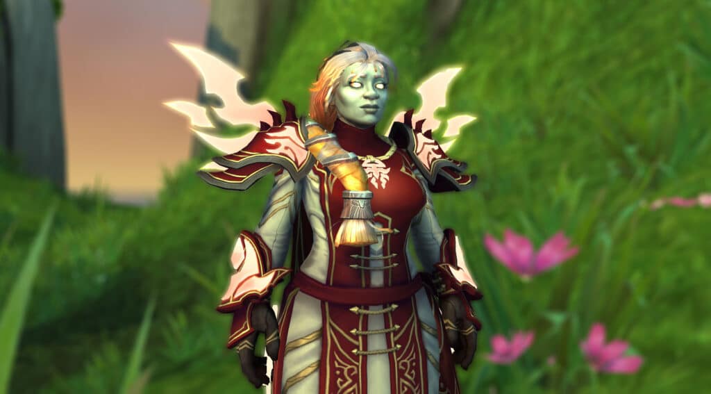 A screenshot of an Earthern dwarf in World of Warcraft’s The War Within expansion, showcasing its detailed character design and in-game environment.