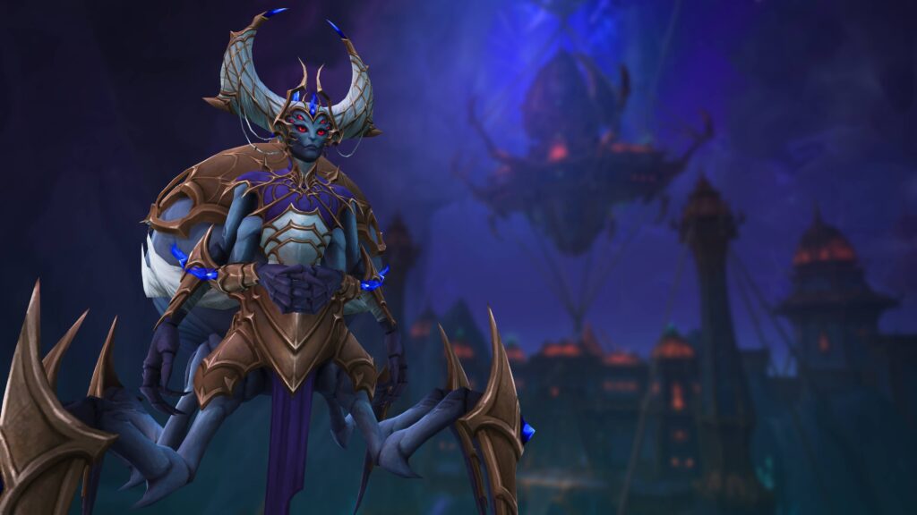 A WoW account for sale featuring Queen Ansurek, a key character in The War Within expansion. This image highlights the high-level content available in WoW.