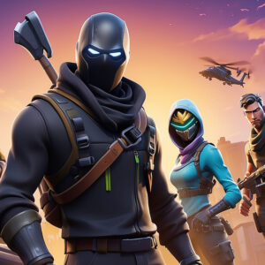 Fortnite characters in battle-ready poses, representing top Fortnite accounts for sale, available at Gamer-Choice.com for enhancing gameplay and unlocking rare skins.