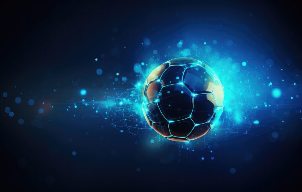 uturistic glowing soccer ball with digital effects - Boost your EA Sports FC 24 team with coins.