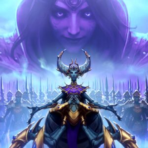 Queen Ansurek leads her army in the TWW raid, as seen in World of Warcraft: The War Within expansion.