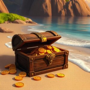 A treasure chest full of gold coins, symbolizing the wealth you can obtain by buying wow gold in World of Warcraft