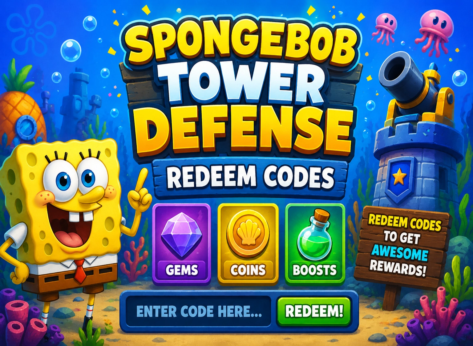 spongebob tower defense codes
